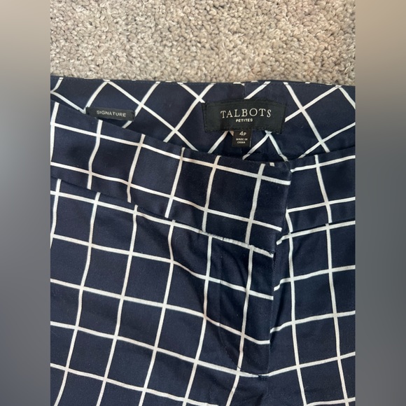 Talbots petite woman’s geometric signature pants blue and white - Picture 3 of 5